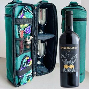 Insulated Wine Tote With Service For Two - Picnic Time Deluxe Opus #514-49 (New)